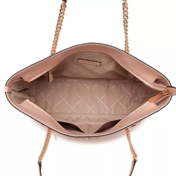 S Michael Kors Medium Front Zip Chain Tote Buff Leather 35F2GTTT2L NWT $448 - Picture 9 of 15